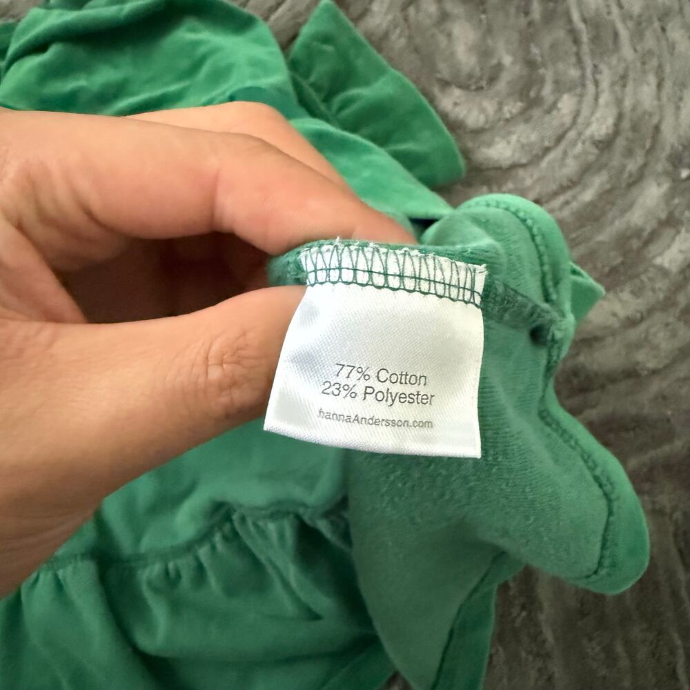 Hanna Andersson | Green Tiered Short Sleeve Dress Christmas Holiday Velvet - Picture 5 of 7